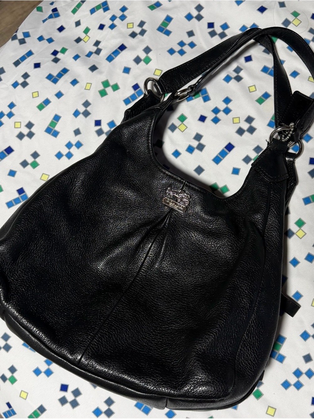 Coach Black Pebbled Leather Hobo Shoulder Bag
